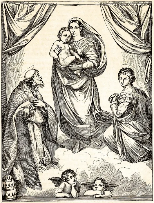 Framed Print : Sistine Madonna, after Raphael (1483-1520)