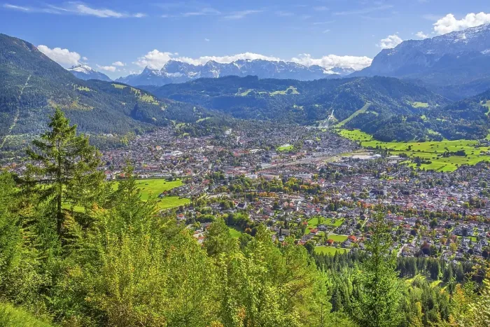 Framed Print : Site overview with Karwendel and Wetterstein mountains