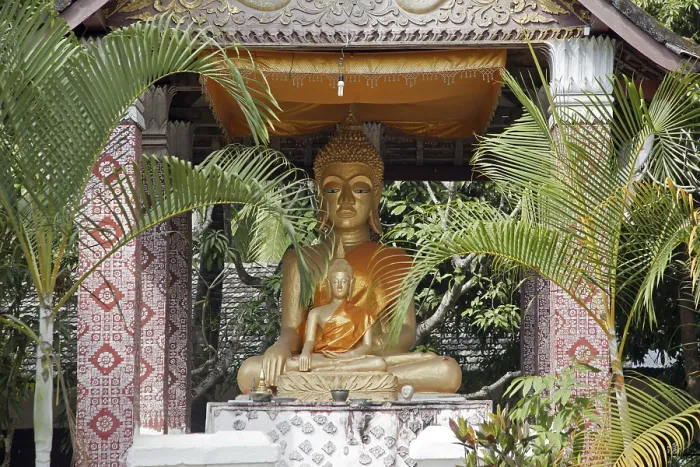 Framed Print : Sitting Buddha statue in temple at Luang Prabang Framed Print : Sitting Buddha statue in temple at Luang Prabang