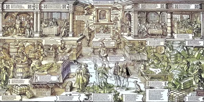 Framed Print : Situation in einer deutschen Handelsstadt im Mittelalter