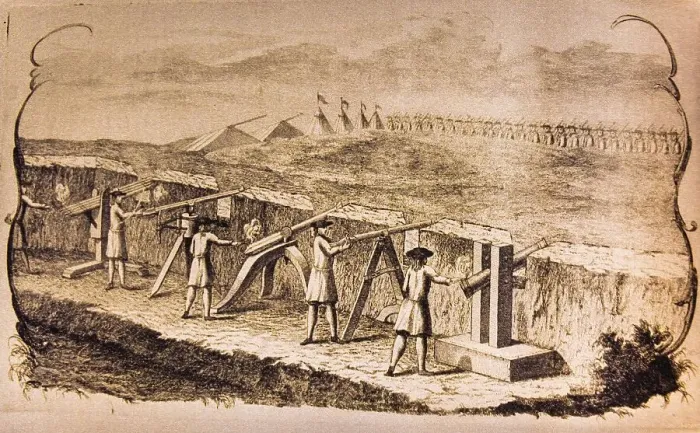 Framed Print : Sketch of defence complex with soldiers Framed Print : Sketch of defence complex with soldiers