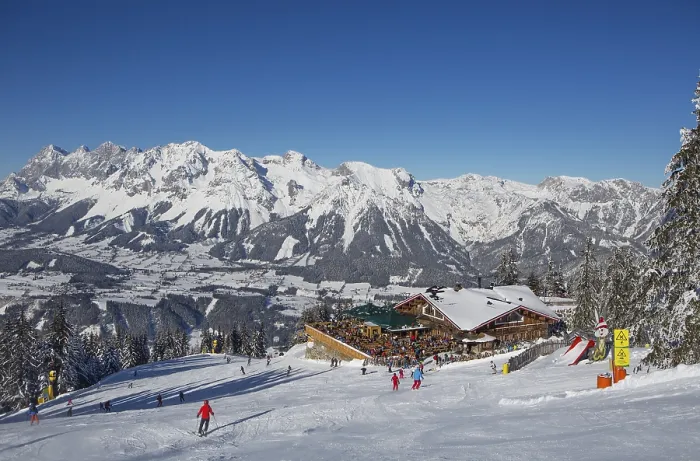 Framed Print : Ski area Planai with view to the Schafalm and the Dachstein massif Framed Print : Ski area Planai with view to the Schafalm and the Dachstein massif