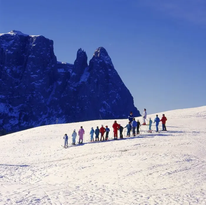 Framed Print : Ski School, Alpe di Siusi, South Tyrol