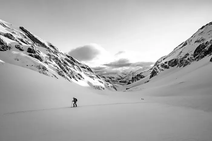 Framed Print : Ski tourer in lonely landscape Framed Print : Ski tourer in lonely landscape