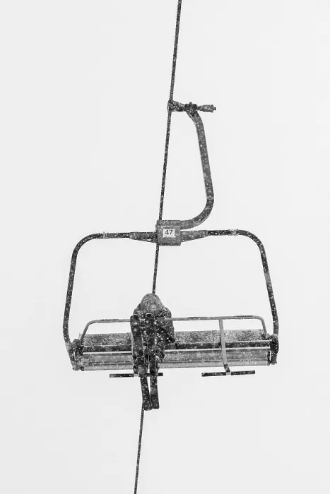 Framed Print : Skier on the ski lift sofa during cold day