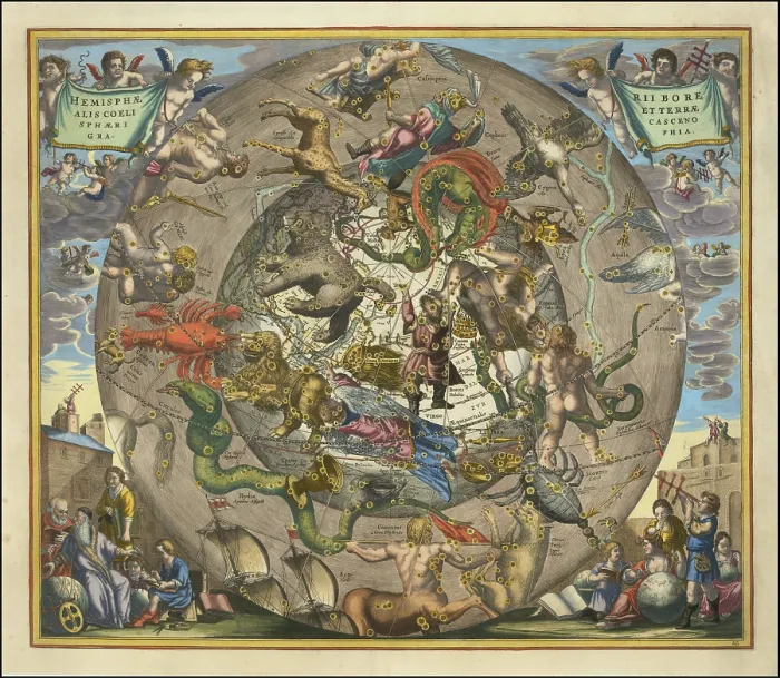 Framed Print : Sky map Hemisphaerii Borealis Coeli et Terrae Sphaerica Scenographia