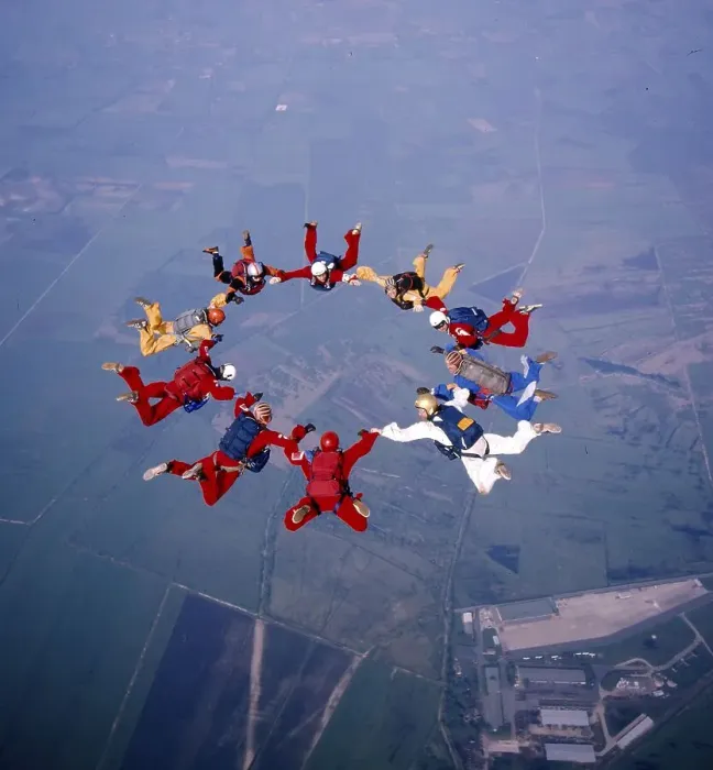Framed Print : Skydiving Group