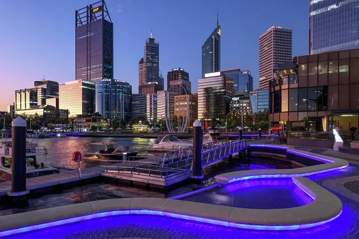 Framed Print : Skyline at Elisabeth Quay, blue hour, blue hour, harbour, Perth, State of Western Australia, Australia, Oceania Framed Print : Skyline at Elisabeth Quay, blue hour, blue hour, harbour, Perth, State of Western Australia, Australia, Oceania