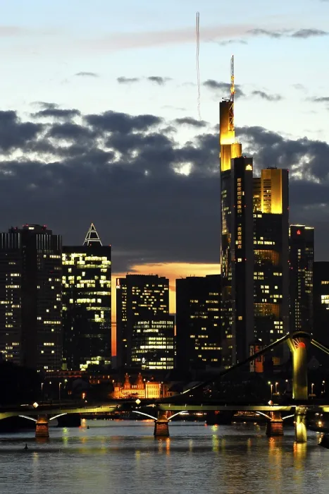 Framed Print : Skyline just after sunset with offices and high rise in the banking district