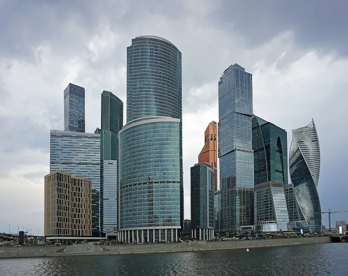 Framed Print : Skyline of Moscow City, with (from left) Oko Tower Framed Print : Skyline of Moscow City, with (from left) Oko Tower