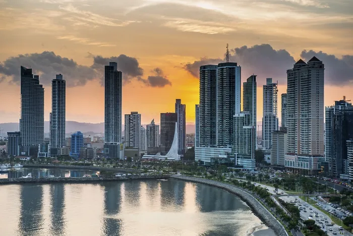 Framed Print : Skyline at sunset, Panama city