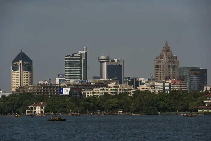 Framed Print : Skyline from West Lake, Hangzhou