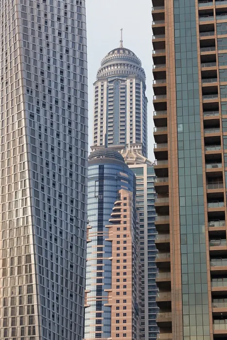 Framed Print : Skyscrapers close together, Dubai Marina district