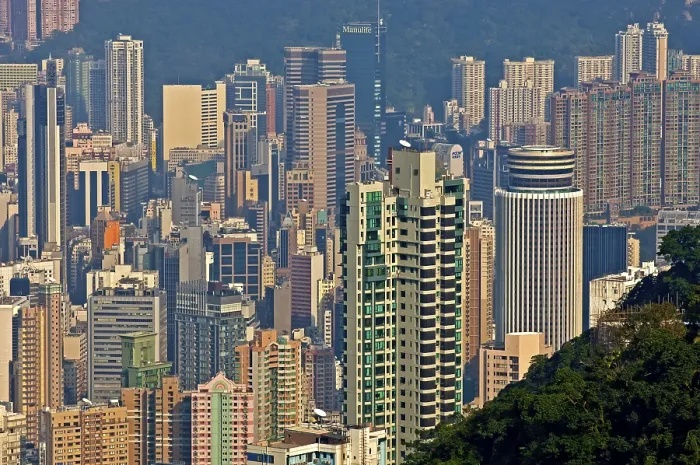 Framed Print : Skyscrapers, sea of houses, Central District