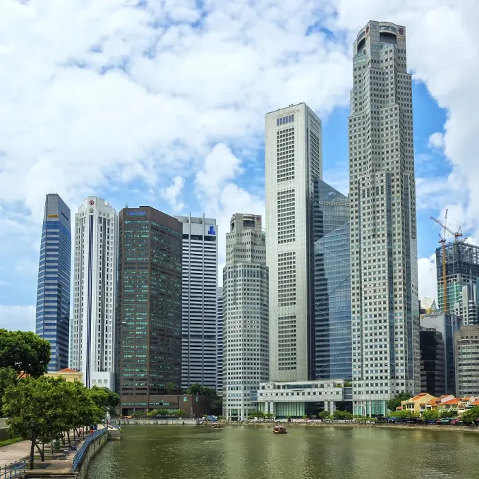 Framed Print : Skyscrapers along the Singapore river