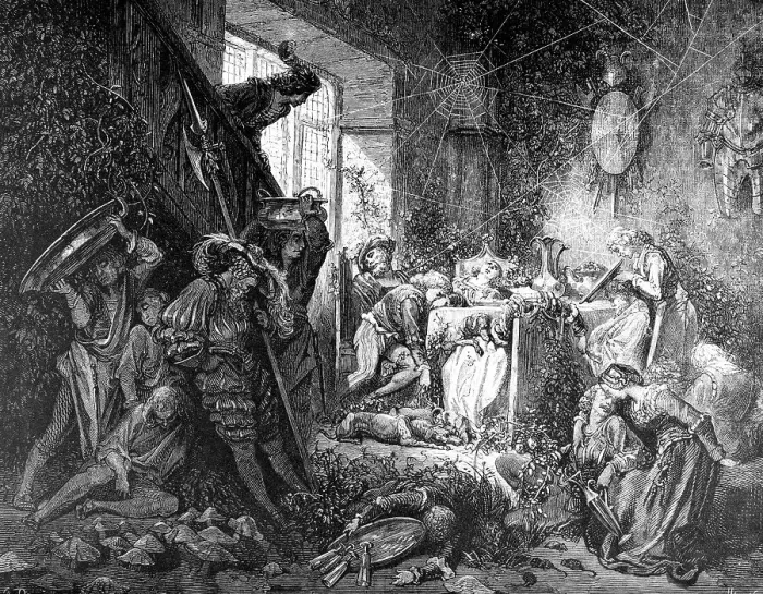 Framed Print : Sleeping Beauty, crowd sleeping in the rooms
