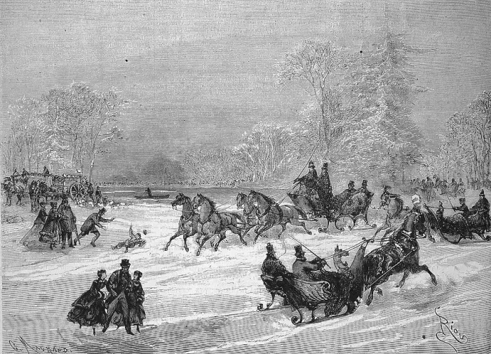 Framed Print : Sleigh Rides in Bois de Boulogne Framed Print : Sleigh Rides in Bois de Boulogne