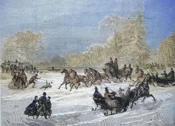 Framed Print : Sleigh Rides in Bois de Boulogne
