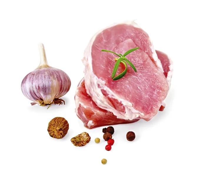 Framed Print : Two slices of pork, rosemary, peppercorns Framed Print : Two slices of pork, rosemary, peppercorns