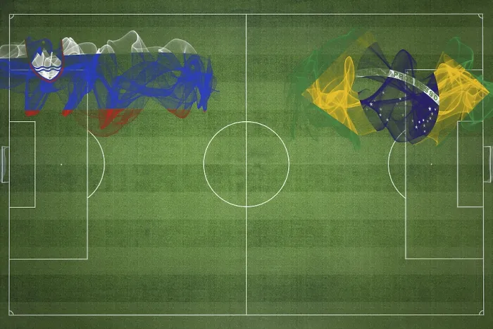 Framed Print : Slovenia vs Brazil Soccer Match Framed Print : Slovenia vs Brazil Soccer Match