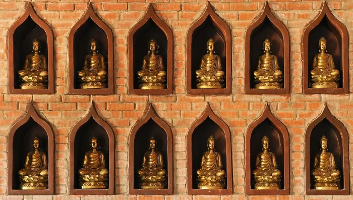 Framed Print : Small Buddha statues on the construction site of the Chua Bai Dinh pagoda