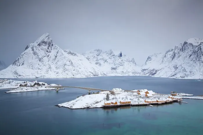 Framed Print : Small island Sakrisoya in winter