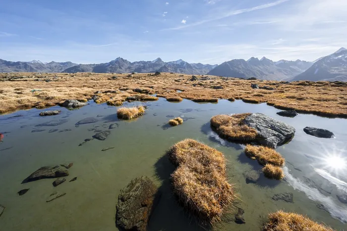 Framed Print : Small lake on the high plateau of the Gurgler Seenplatte