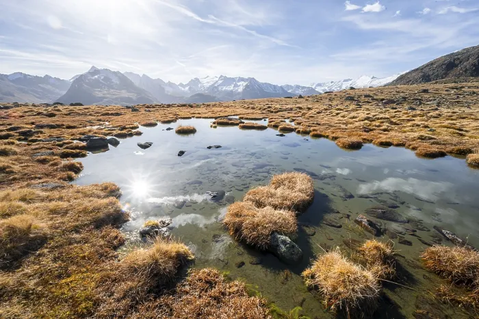 Framed Print : Small lake on the high plateau of the Gurgler Seenplatte