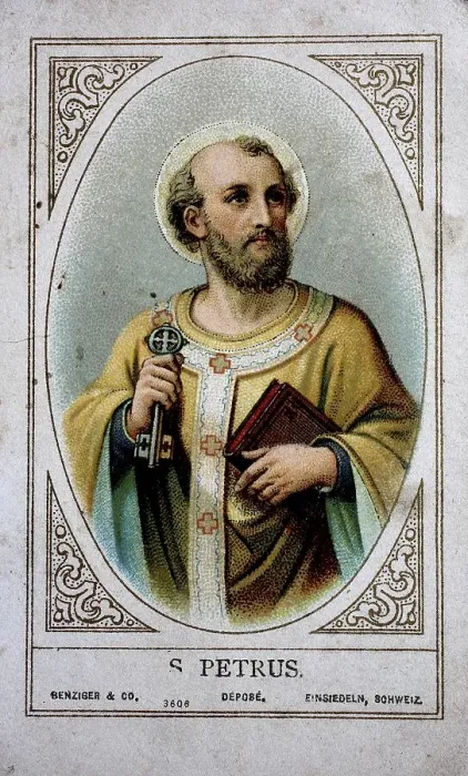 Framed Print : Small picture of a saint with a depiction of St Peter