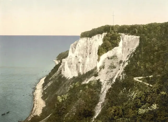 Framed Print : The small Stubbenkammer chalk cliffs on the island of Ruegen