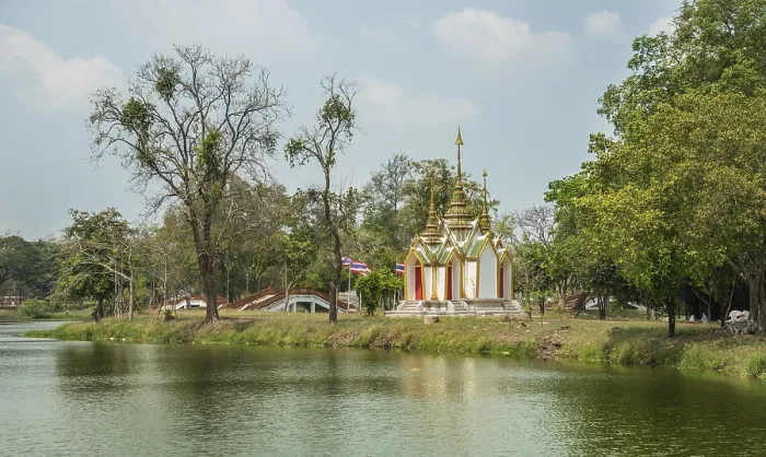 Framed Print : Small temple by lake, Rama Park Framed Print : Small temple by lake, Rama Park