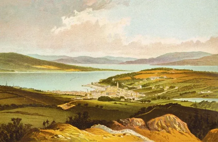 Framed Print : Small town, Rothesay on the Clyde from Barone Hill mountain landscape