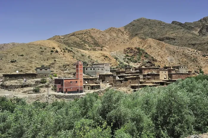 Framed Print : Small village with a mosque in the High Atlas Mountains Framed Print : Small village with a mosque in the High Atlas Mountains