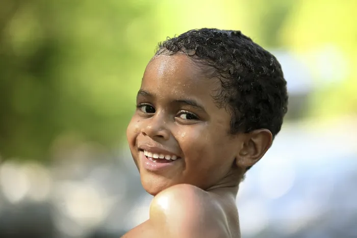 Framed Print : Smiling boy with wet hair, Riezlern Framed Print : Smiling boy with wet hair, Riezlern