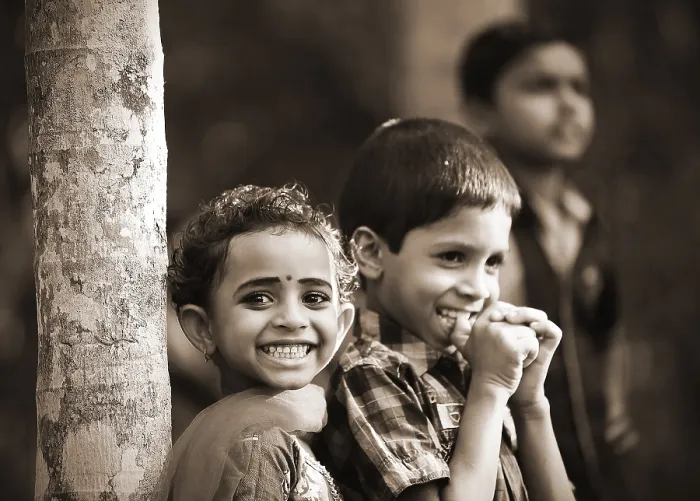 Framed Print : Smiling children, Kerala, South India, India Framed Print : Smiling children, Kerala, South India, India