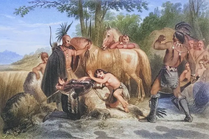 Framed Print : Smith is rescued by Pocahontas 1607 Framed Print : Smith is rescued by Pocahontas 1607