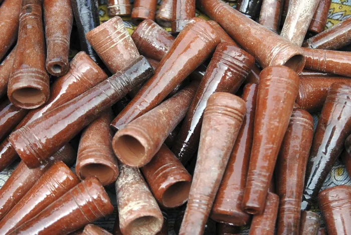 Framed Print : Smoking earthen container chillum used for drug ganja charas