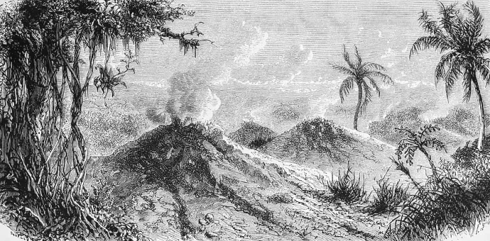 Framed Print : Smoking mud volcanoes of the Andes near Turbaco, Departament Bolivar, volcanic chain, palm trees, sparse vegetation, geology, tectonics, travelling, Colombia, historical illustration 18888, South America Framed Print : Smoking mud volcanoes of the Andes near Turbaco, Departament Bolivar, volcanic chain, palm trees, sparse vegetation, geology, tectonics, travelling, Colombia, historical illustration 18888, South America