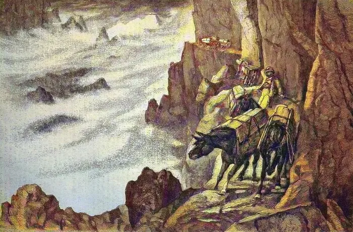 Framed Print : Smugglers in the mountains on a mule track Framed Print : Smugglers in the mountains on a mule track