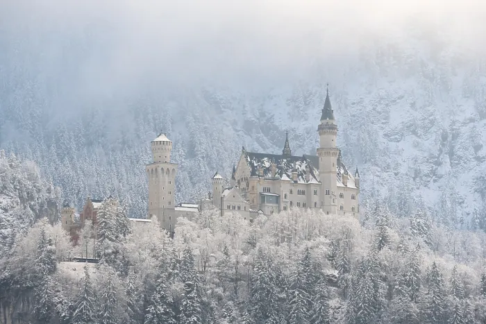 Framed Print : Snow-covered castle in a winter forest Framed Print : Snow-covered castle in a winter forest