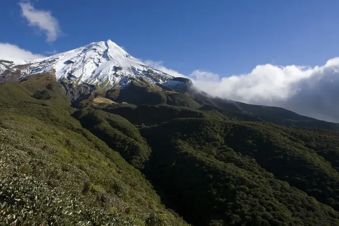 Framed Print : Snow-covered Mount Egmont volcano