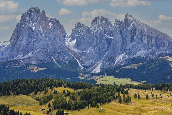 Framed Print : Snow-covered peaks of the Sassolungo group