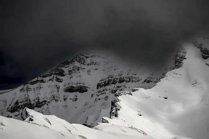 Framed Print : Snow-covered summit of the Hoher Ifen
