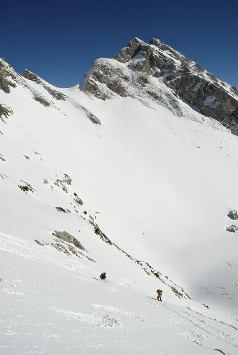 Framed Print : Snowboard descent, Gesaeuse National park