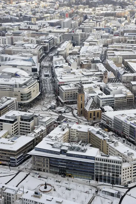 Framed Print : Snowy city centre, Hauptwache, a former guard-house