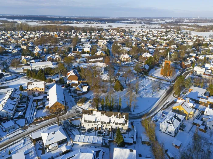 Framed Print : Snowy town view with many houses Framed Print : Snowy town view with many houses