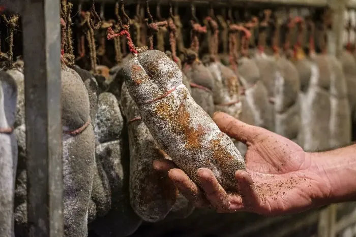 Framed Print : Sobrasada dryer, artisan sausages Cas Sereno