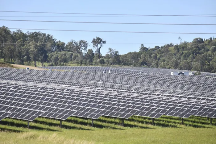 Framed Print : Solar farm panels and infrastructure at Lower Wonga in the South Burnett district of Queensland