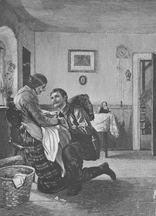 Framed Print : The soldier has arrived from abroad and greeted his mother