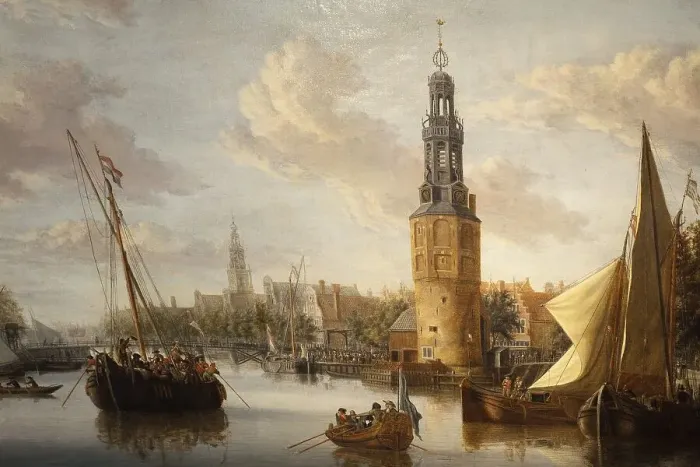 Framed Print : Soldier's ship near Montelbaanstoren tower Framed Print : Soldier's ship near Montelbaanstoren tower